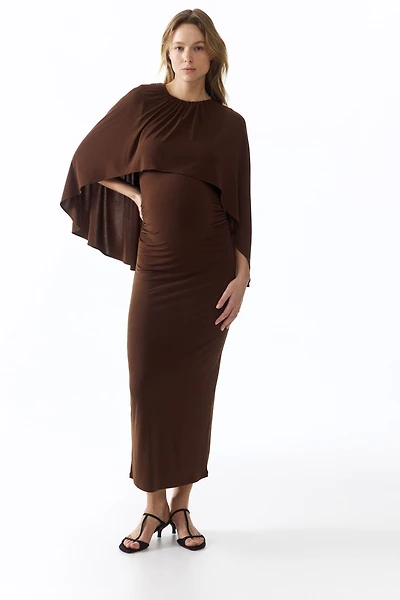 MAMA Draped Cape-Detail Dress