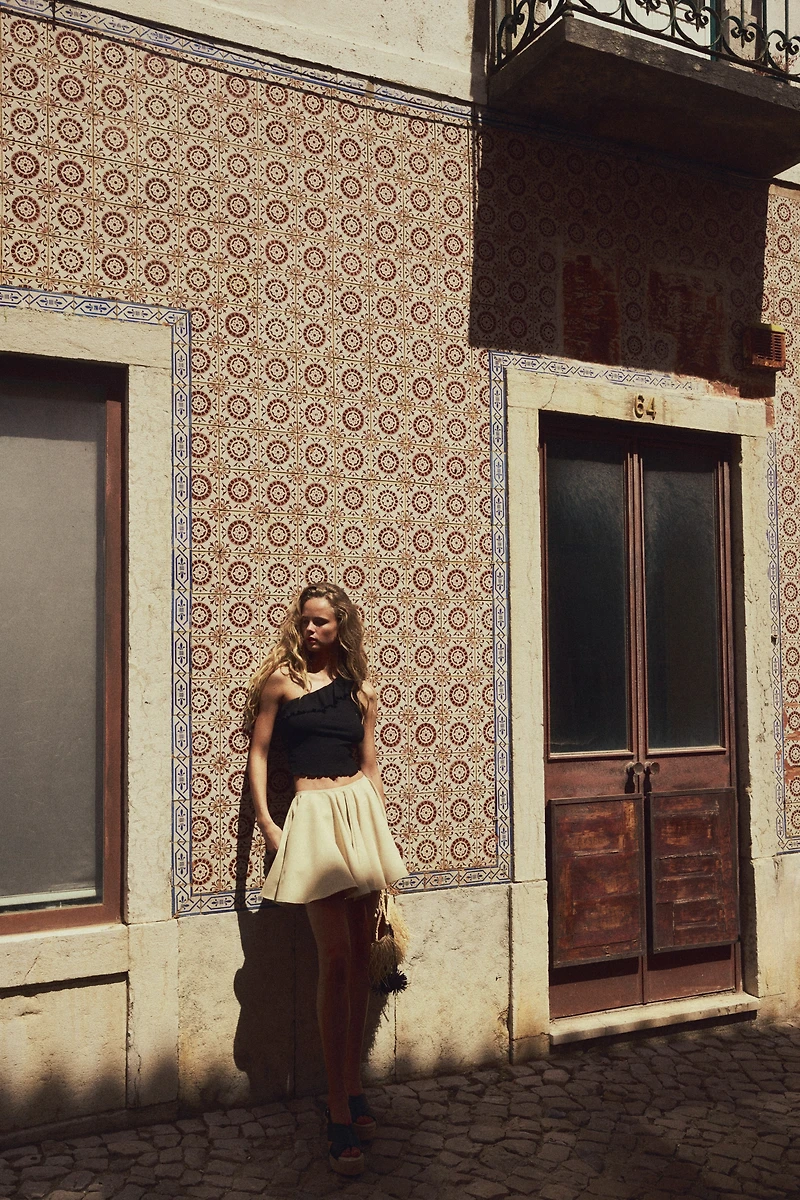 Flounced One-Shoulder Top