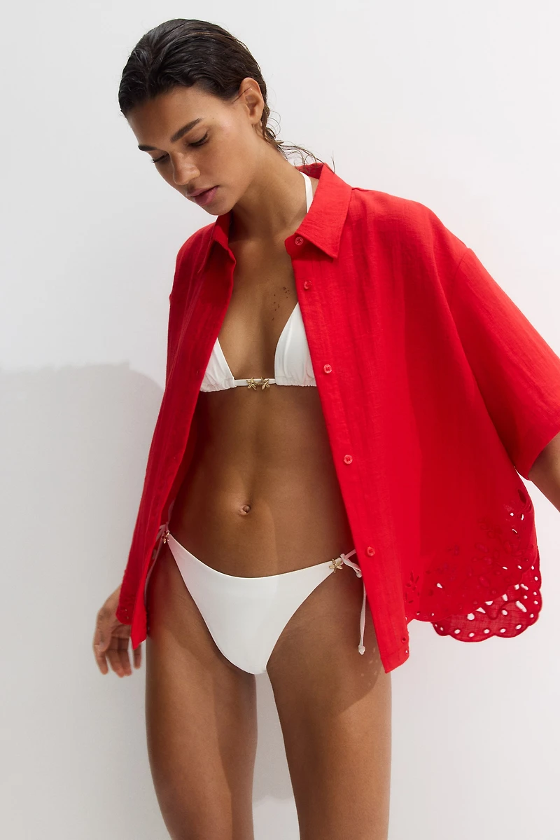 Beach Shirt with Eyelet Embroidery