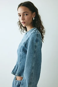 Denim Peplum Blouse