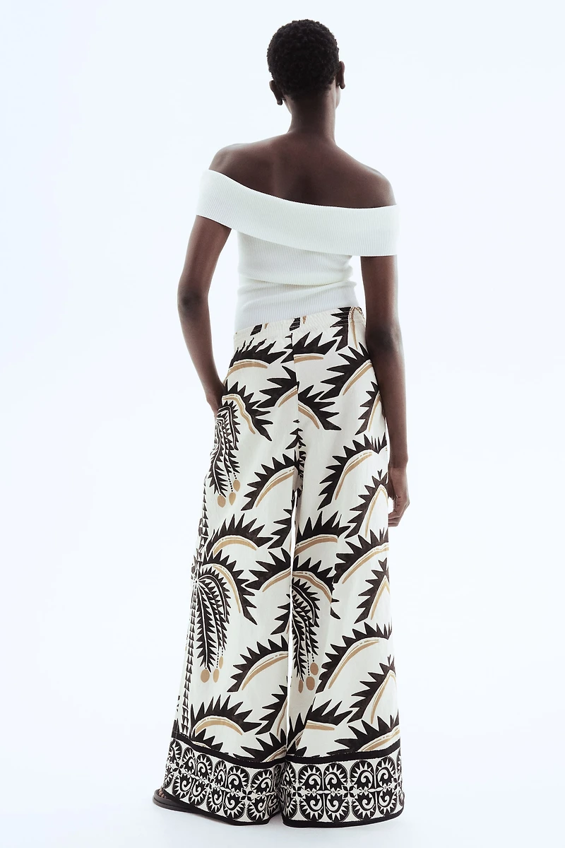 Pantalon large à taille élastique