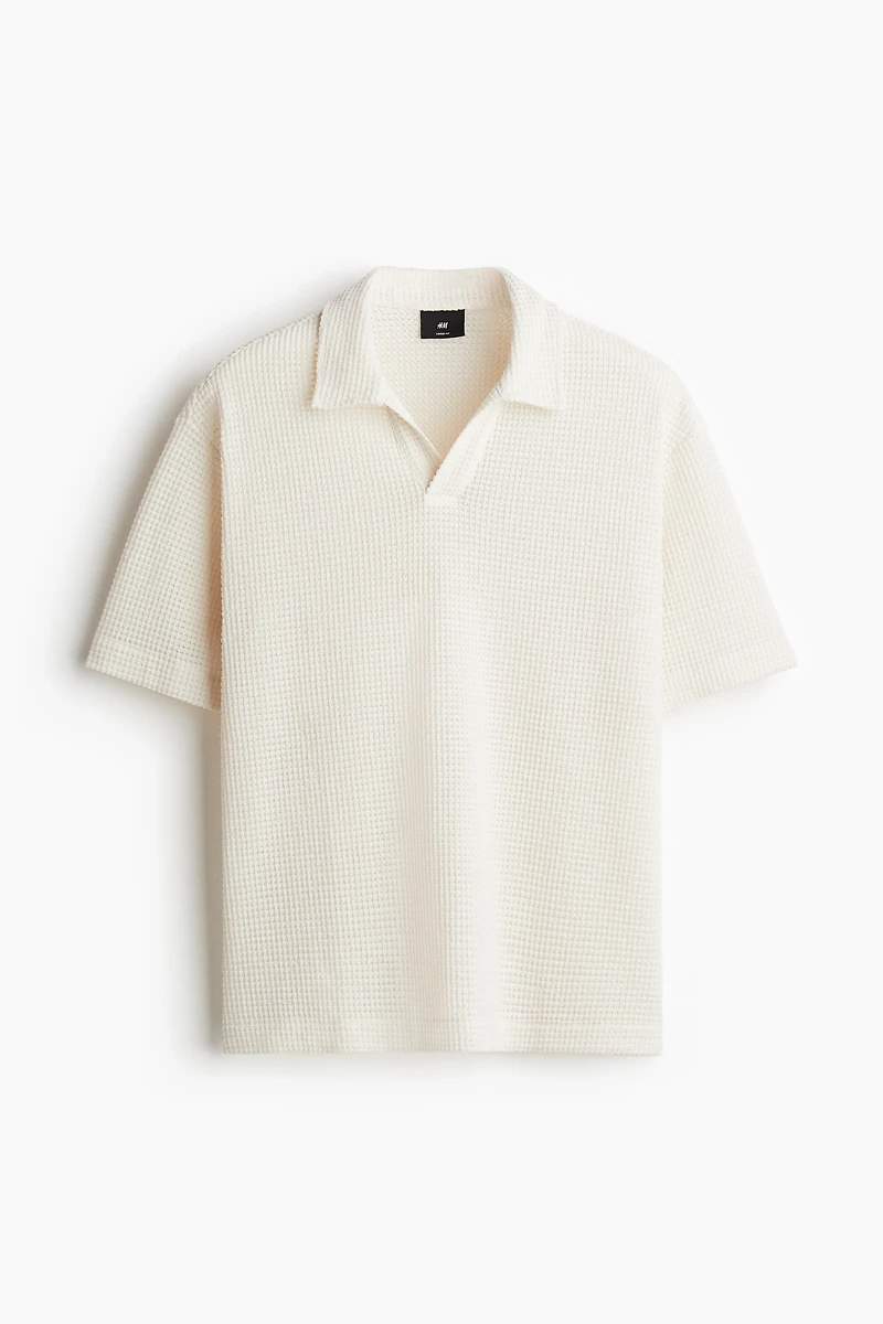 Loose-Fit Waffled Polo Shirt