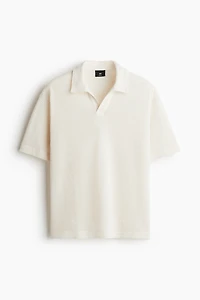 Loose-Fit Waffled Polo Shirt