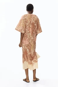 Short-Sleeved Tie-Belt Dress