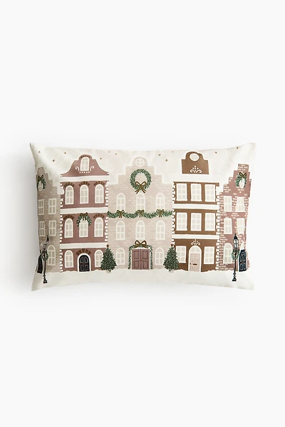Housse de coussin en toile coton imprimée