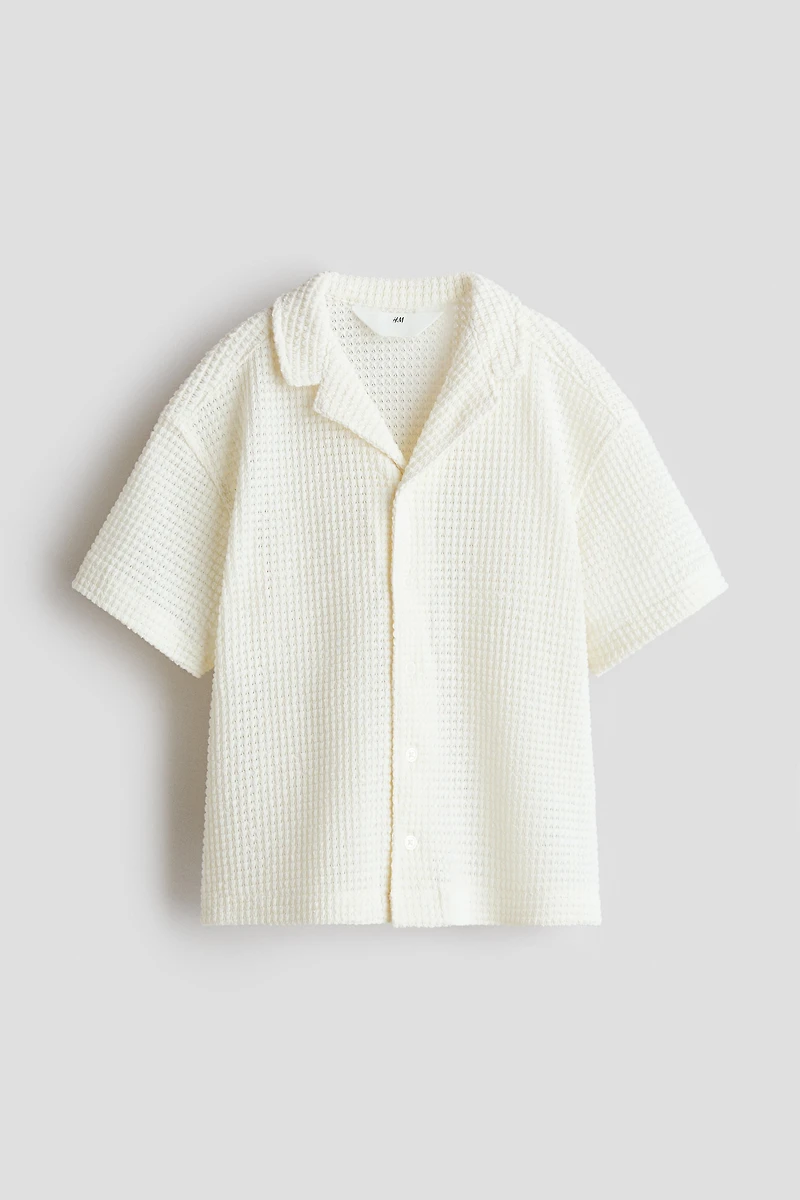 Chemise en tricot texturé avec col cubain