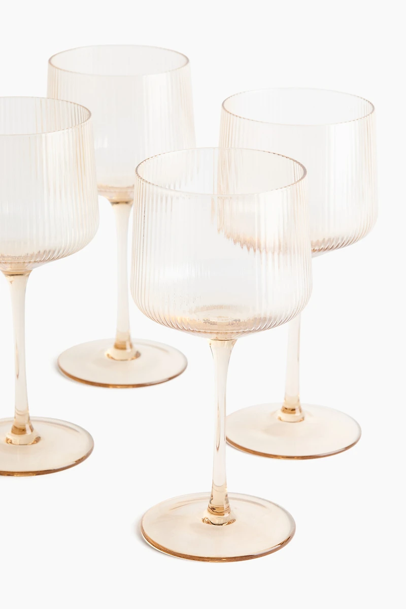 Lot de 4 verres à vin rainurés