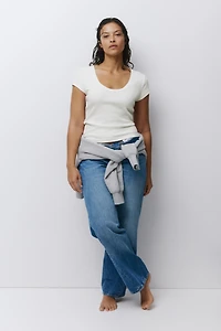 Ribbed Scoop-Neck T-Shirt