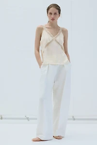 Lace-Trimmed Pintucked Top