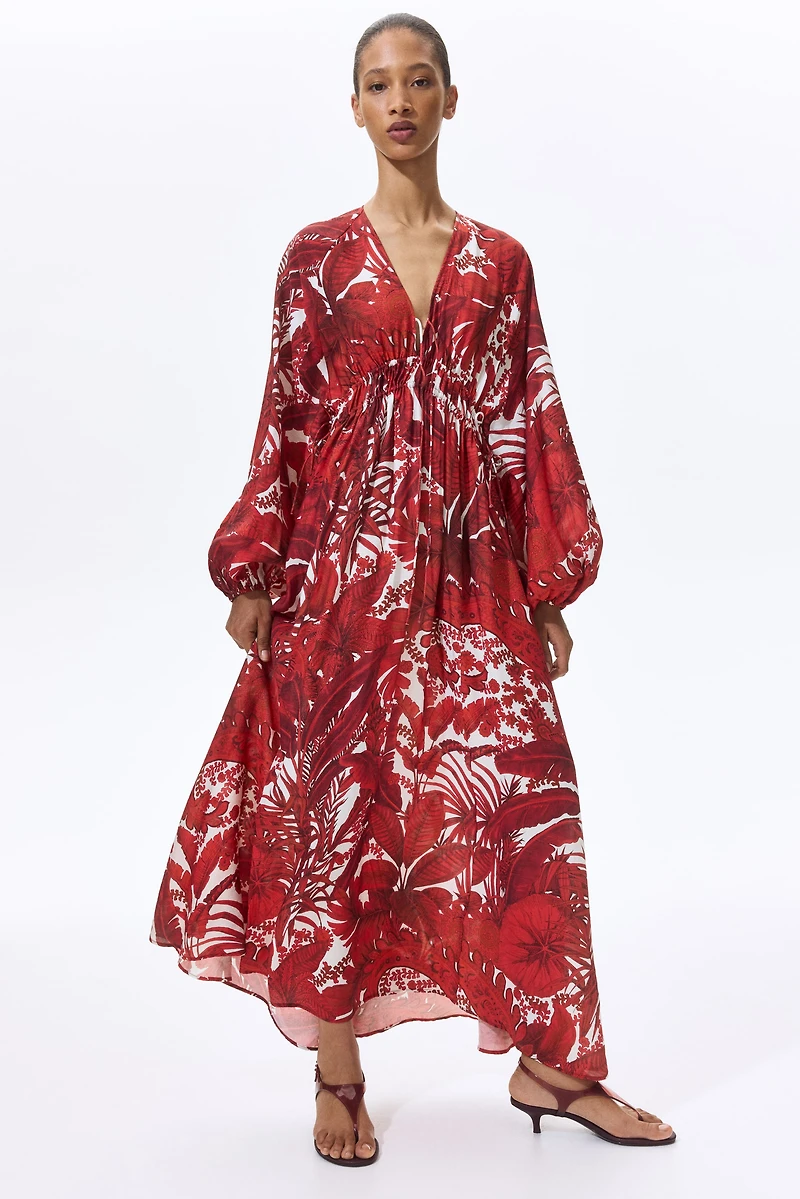 Balloon-Sleeved Tunic Dress