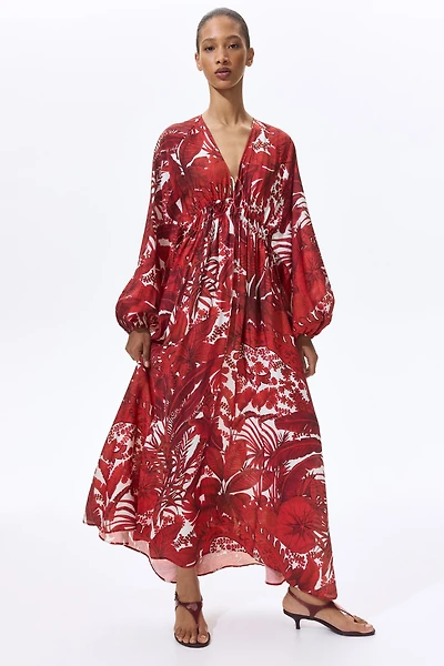 Balloon-Sleeved Tunic Dress