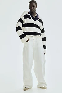 Fine-Knit V-Neck Sweater