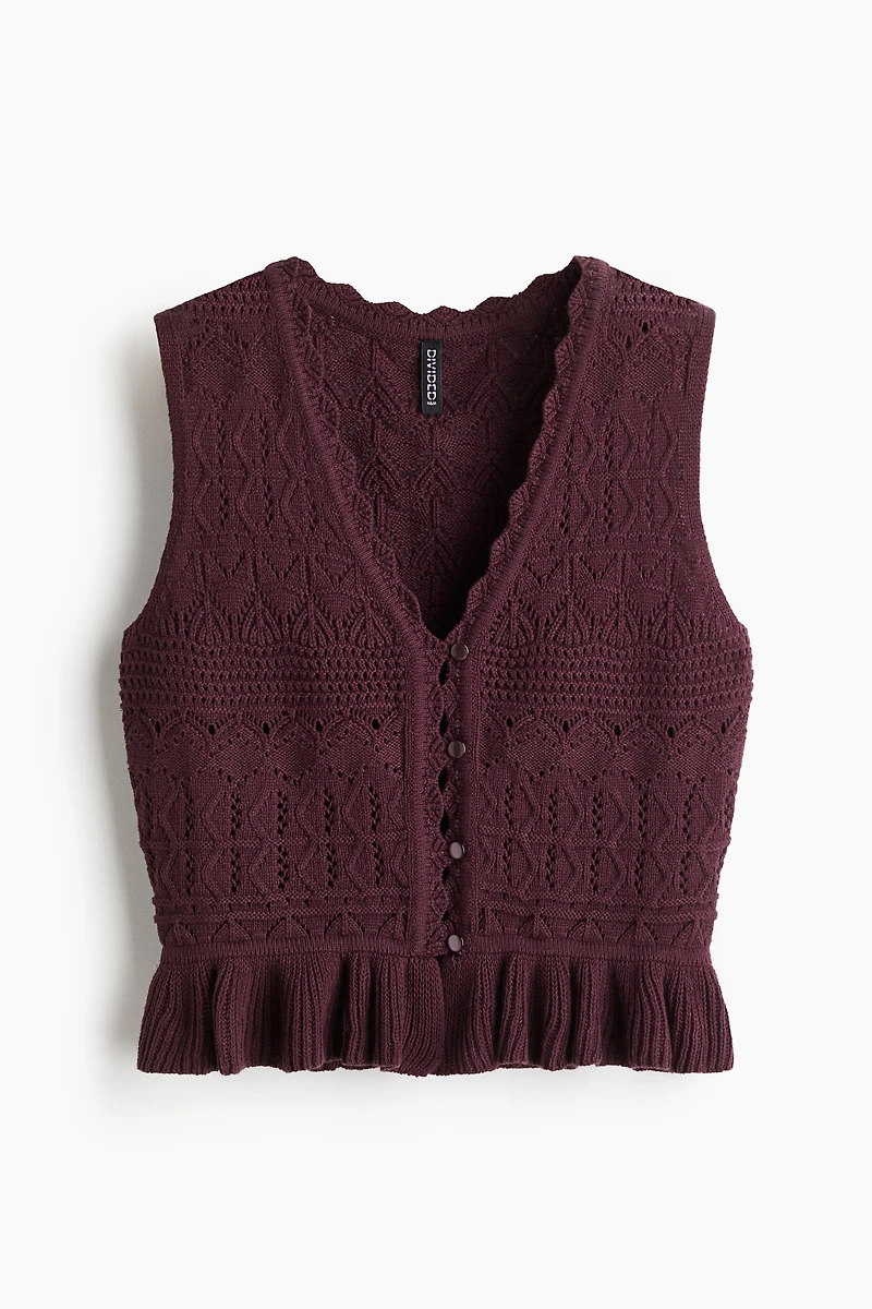 Gilet sans manches en tricot pointelle