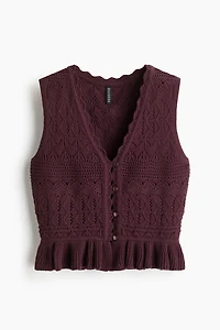 Gilet sans manches en tricot pointelle