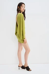 Cape-Sleeved Fine-Knit Dress