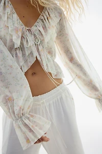 Blouse à volants en filet