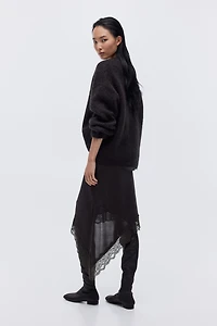 Asymmetric Lace-Trimmed Skirt