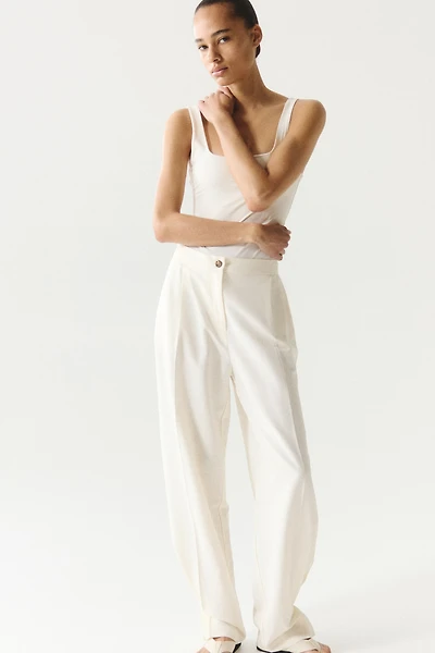 Linen-Blend Balloon-Leg Pants