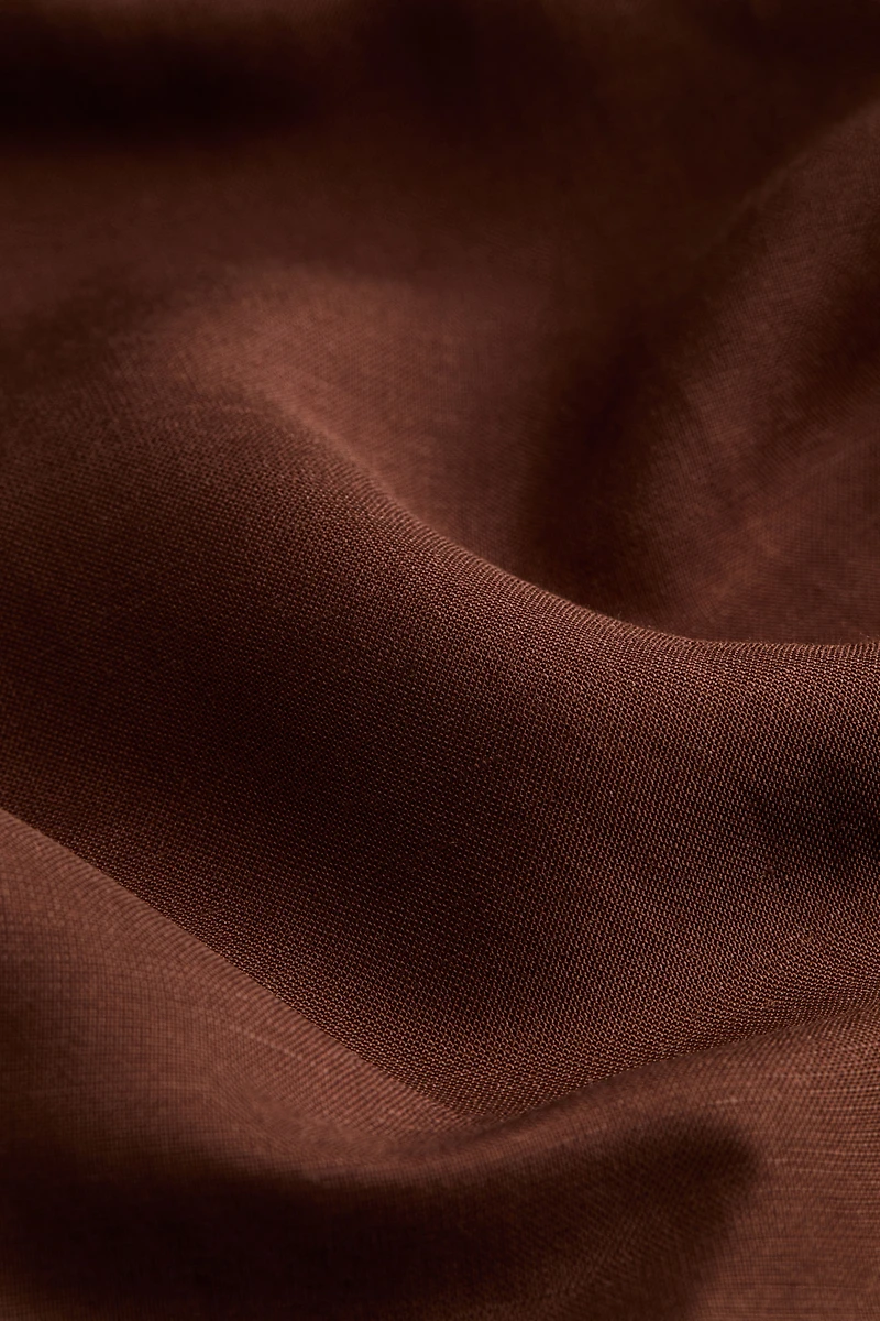 Linen-Blend Barrel-Leg Pants