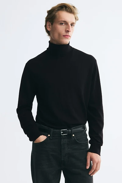 Regular-Fit Turtleneck Merino Wool Sweater