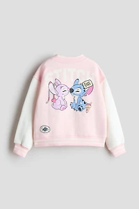 Motif-Detail Sweatshirt Baseball Jacket