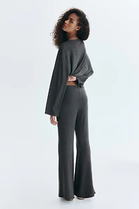 Flared fine-knit trousers