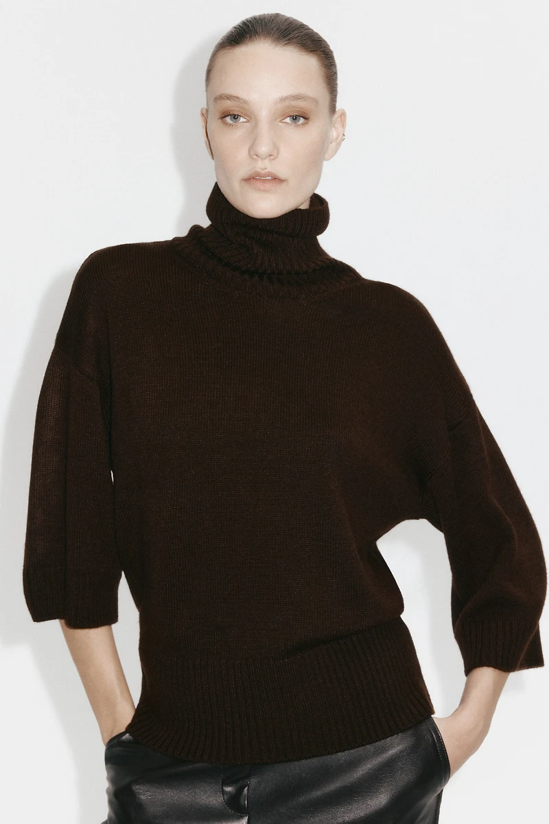 Fine-Knit Turtleneck Sweater