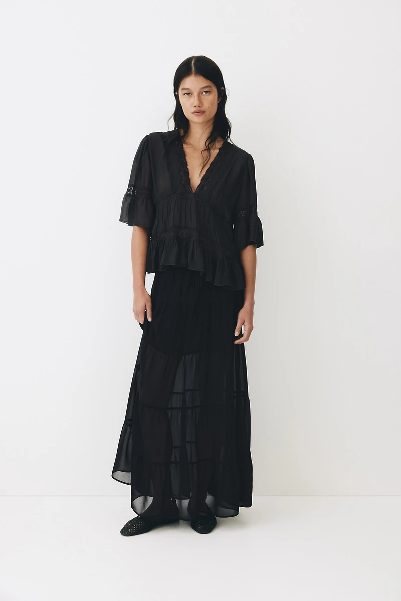 Lace-Detail Viscose Blouse