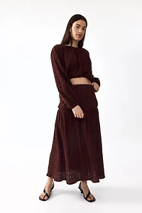 MAMA Textured Jersey Midi Skirt