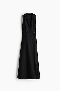 Linen-Blend Wrap Dress