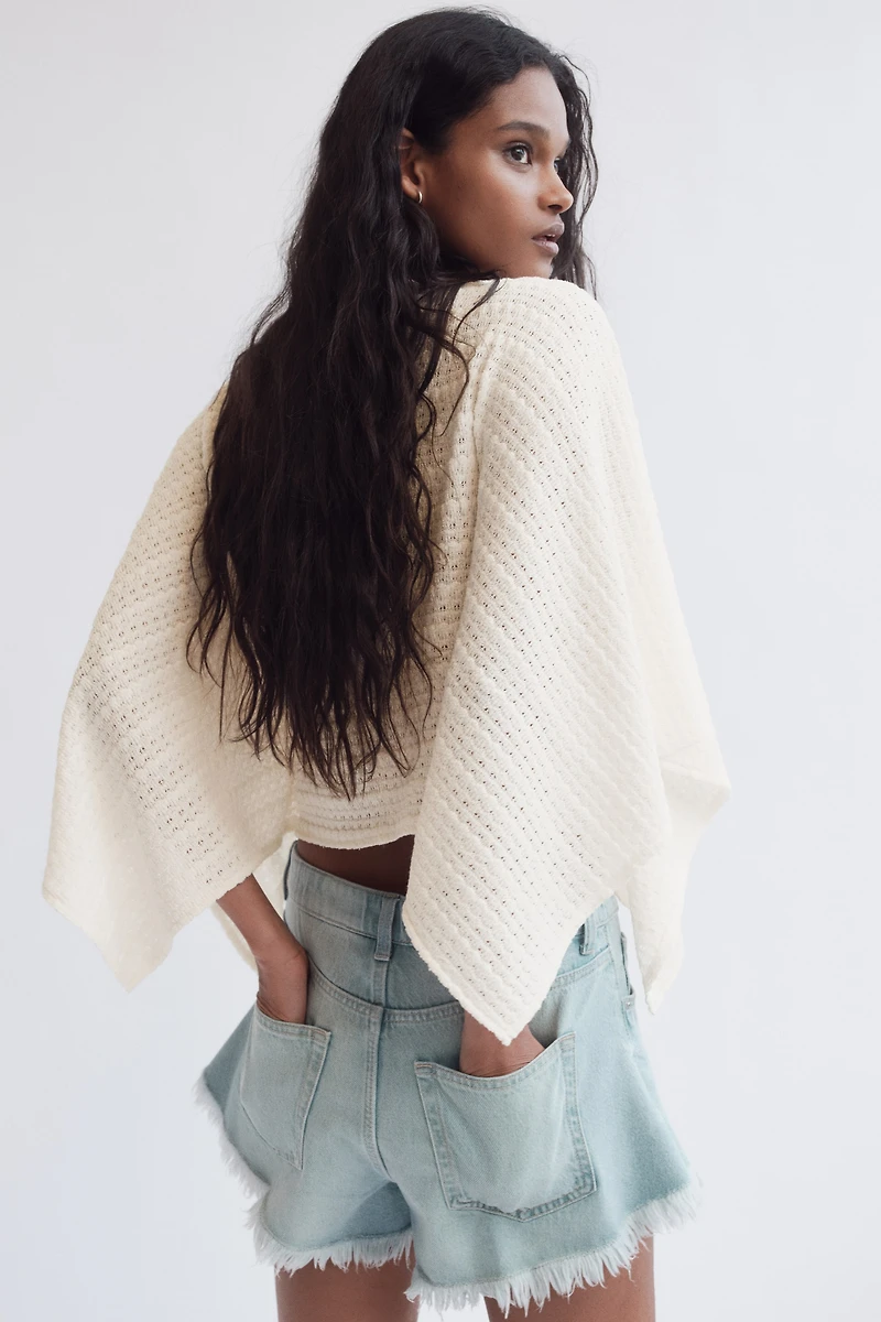 Textured-Knit Cape Top