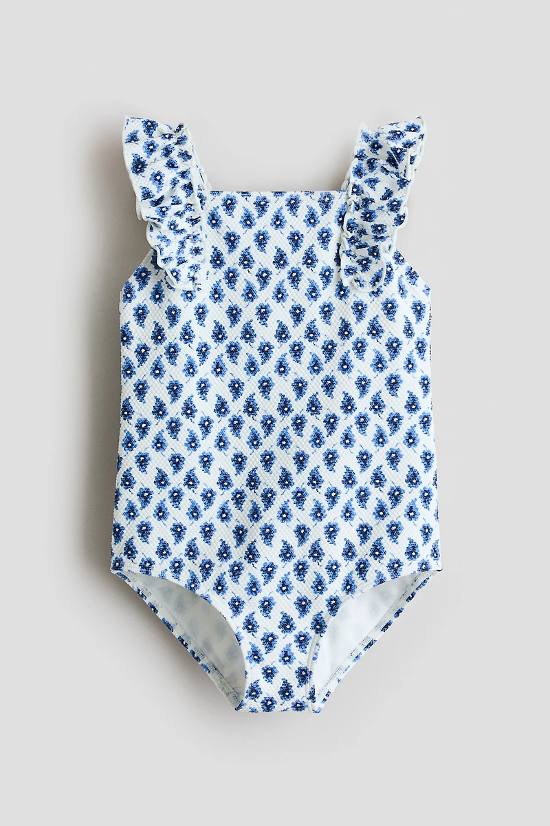 Maillot de bain texturé à bords volantés