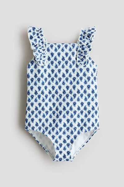 Maillot de bain texturé à bords volantés
