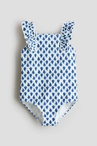 Maillot de bain texturé à bords volantés