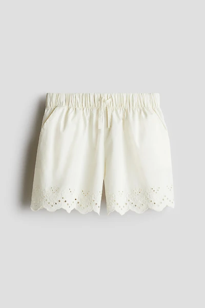 Cotton Shorts with Eyelet Embroidery