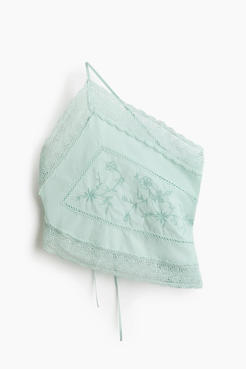 Lace-Trimmed One-Shoulder Top