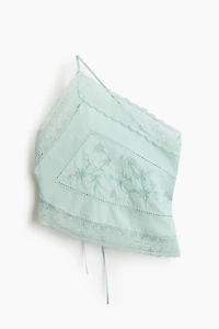 Lace-Trimmed One-Shoulder Top