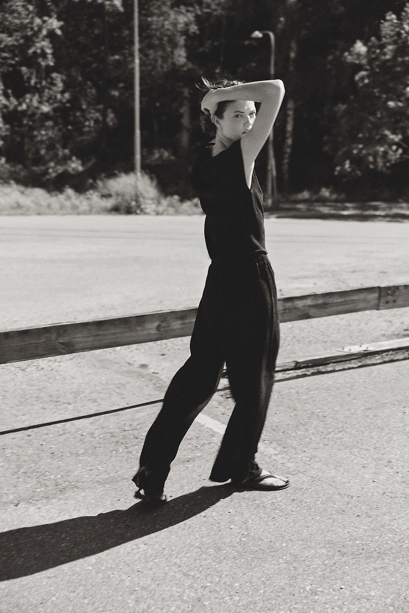 Crinkled Drawstring Pants