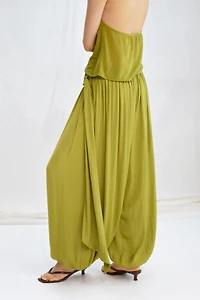 Draped-Panel Balloon-Leg Pants