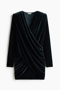Draped Velour Mini Dress