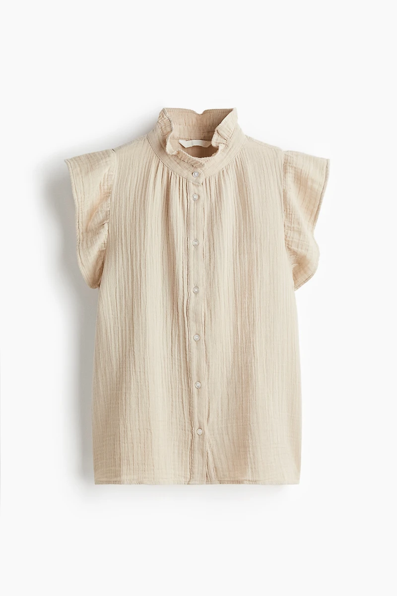 Flutter-Sleeved Muslin Blouse