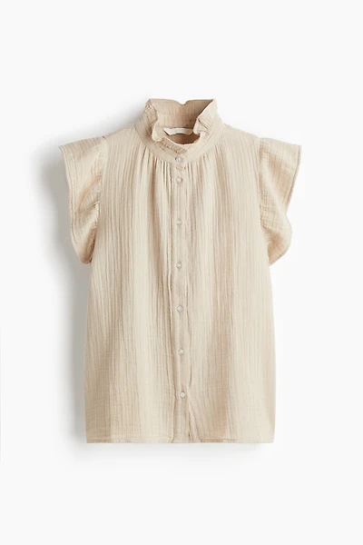 Flutter-Sleeved Muslin Blouse