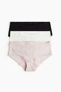 MAMA 3-Pack Lace-Trimmed Cotton Hipster Briefs