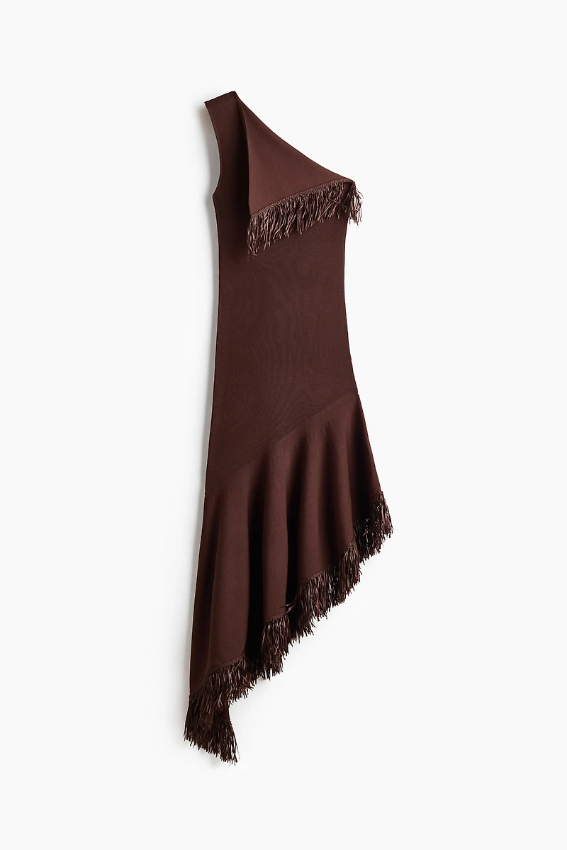 One-Shoulder Dress with Fringe