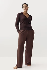 Pantalon jogging à jambes larges avec plis