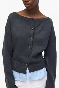 Layered Off-the-Shoulder Cardigan