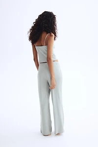 Picot-Trimmed Ribbed Pajamas