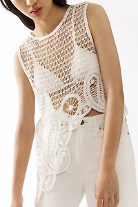 Asymmetric Crochet-Look Top