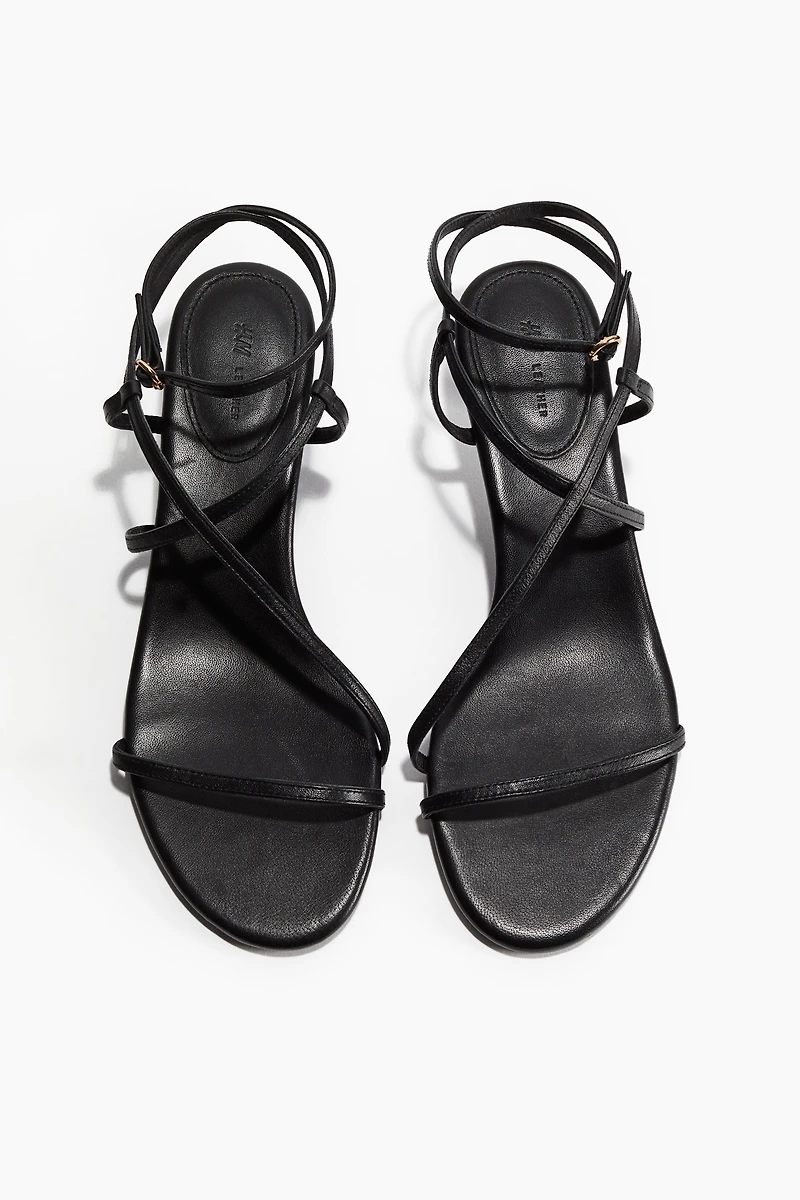 Kitten-Heeled Leather Sandals