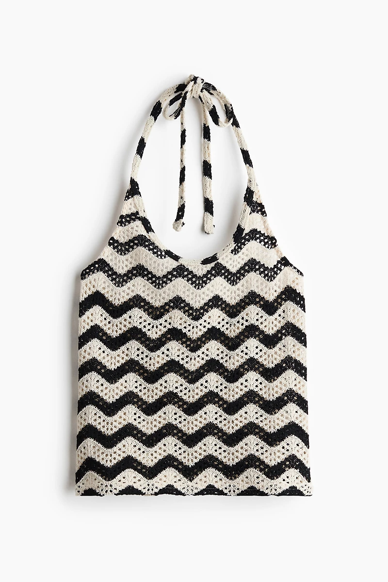 Pointelle-knit Halterneck Top